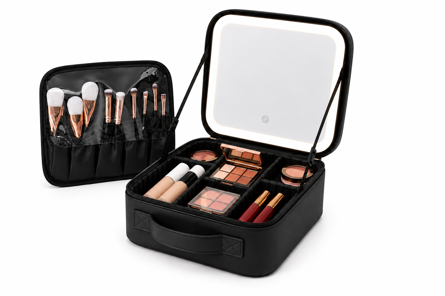 Aesthetic Makeup Bag With LED Light Mirror