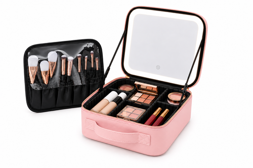 Aesthetic Makeup Bag With LED Light Mirror