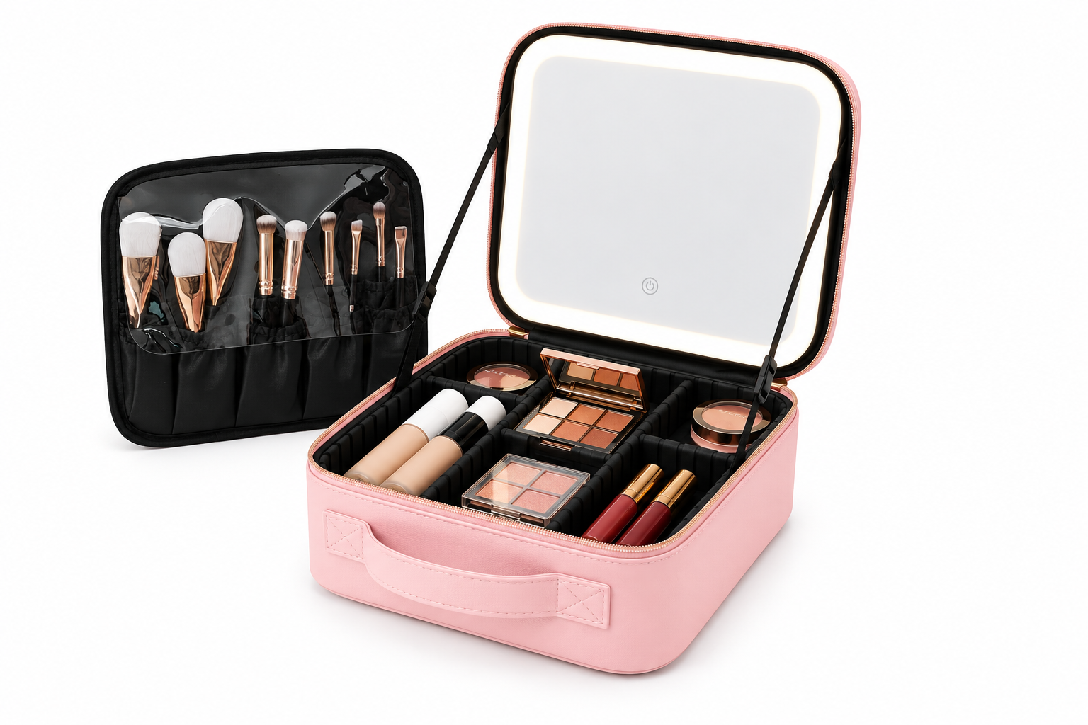 Aesthetic Makeup Bag With LED Light Mirror