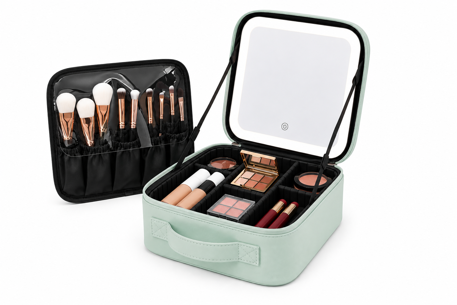 Aesthetic Makeup Bag With LED Light Mirror