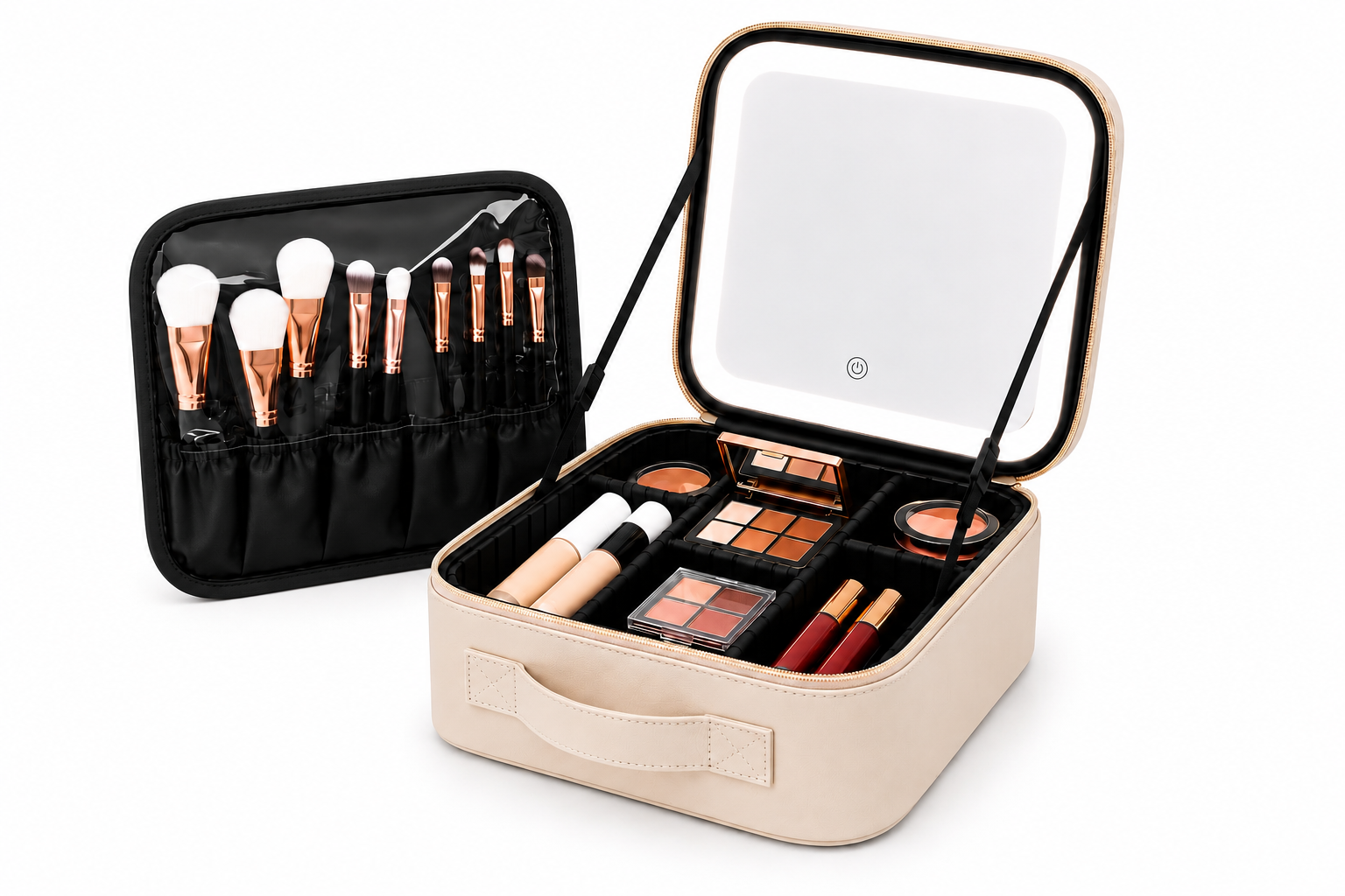 Aesthetic Makeup Bag With LED Light Mirror